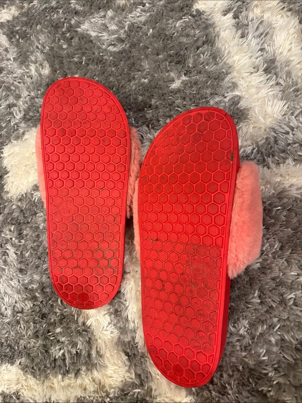 Target brand Kids Cherry Plush Slide Sandals/ slippers - girls large 4/5